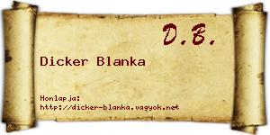 Dicker Blanka névjegykártya